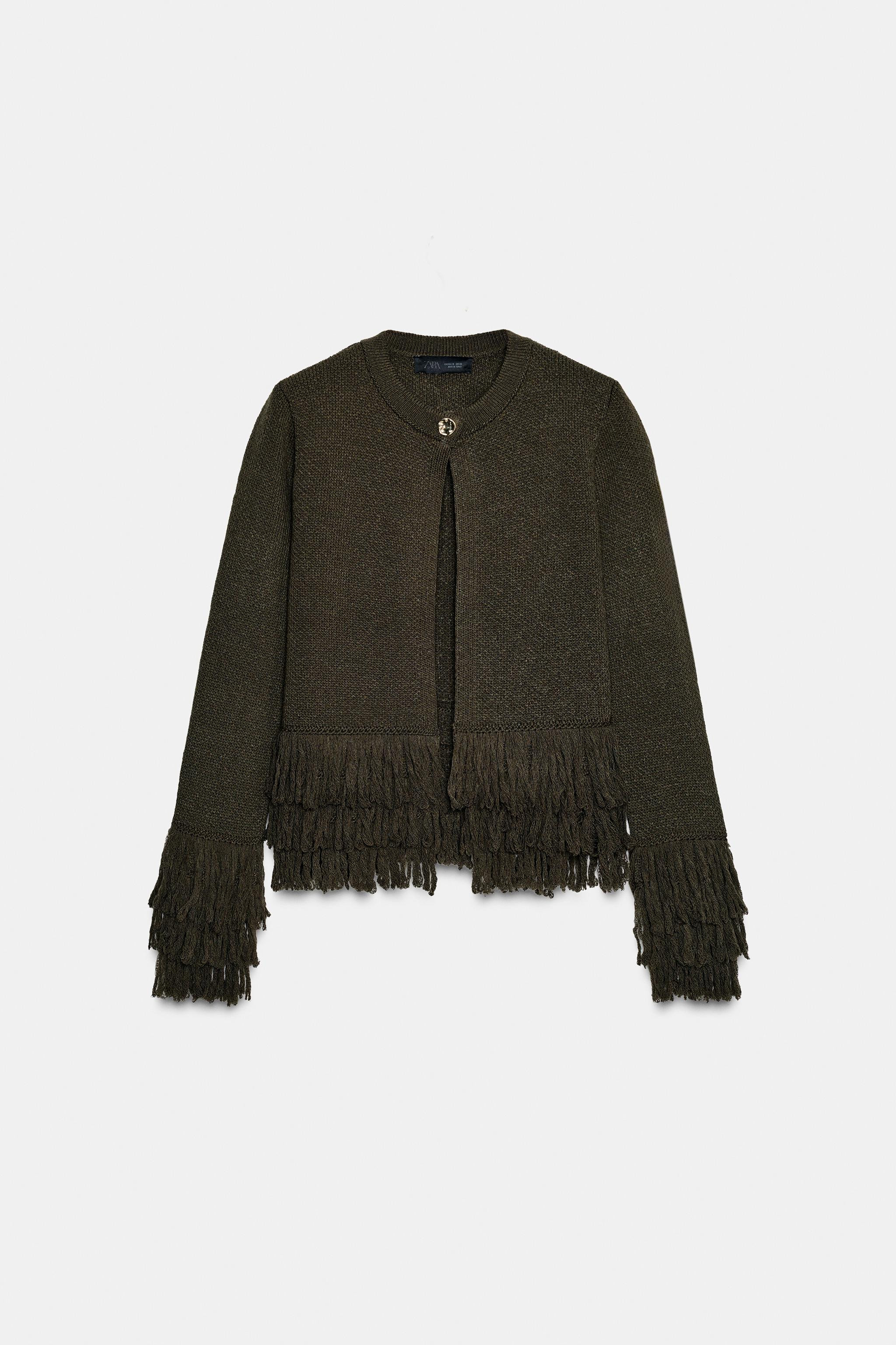 FRINGED KNIT CARDIGAN | Zara US