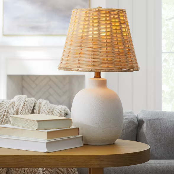 Ceramic Table Lamp with Rattan Shade White - Threshold™ designed with Studio McGee | Target
