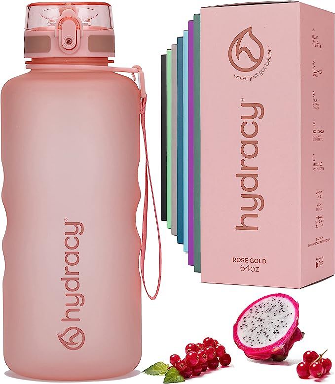 Hydracy Water Bottle with Time Marker -Large Half Gallon 64oz BPA Free Bottle & No Sweat Sleeve -... | Amazon (US)