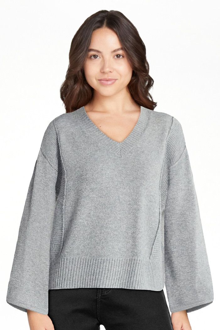 Time and Tru Women's Ribbed V Neck Sweater, Lightweight, Sizes XS-XXXL | Walmart (US)