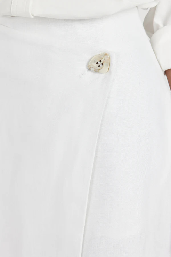 TOMMY WHITE LINEN MIDI SKIRT | DISSH