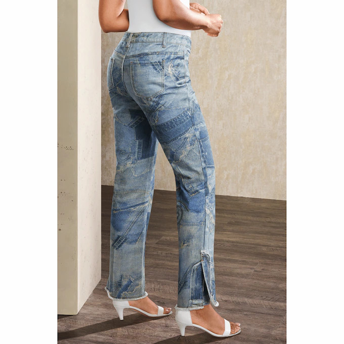 Prisha Patchwork-Printed Jeans | Ashro