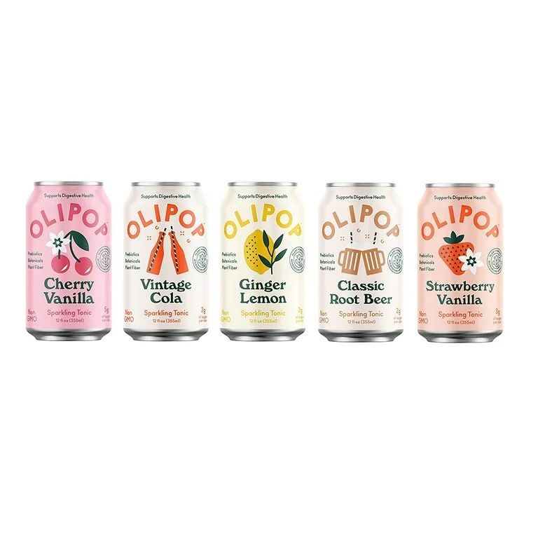 Olipop Sparkling Tonic Drink with Prebiotics and Digestive Health Benefits, 5 Flavor Variety, 12 ... | Walmart (US)