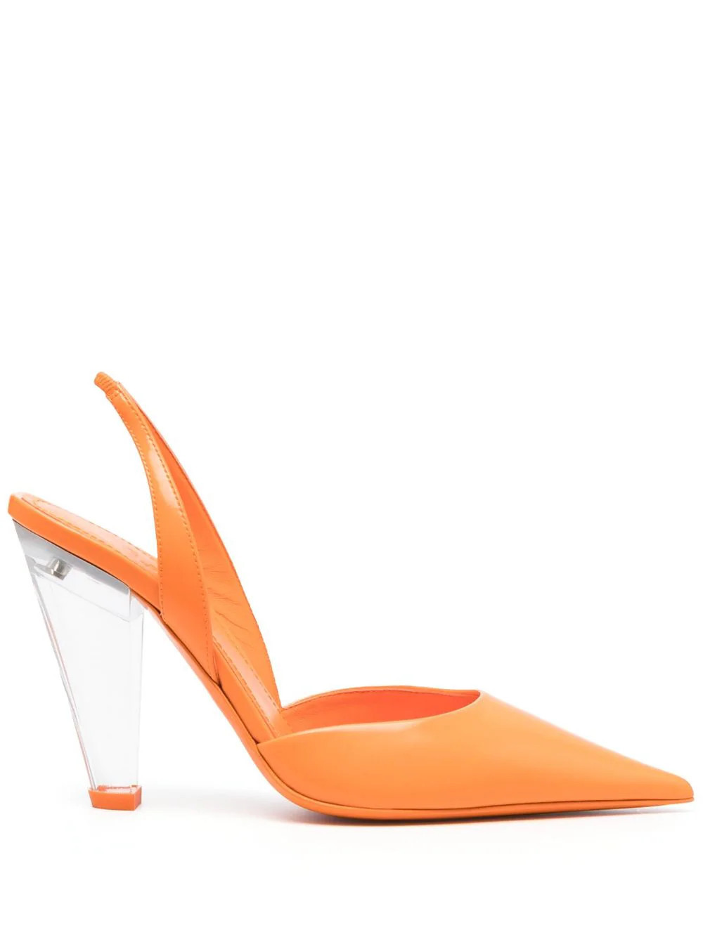 3juin pointed-toe leather pumps - Orange | Farfetch Global