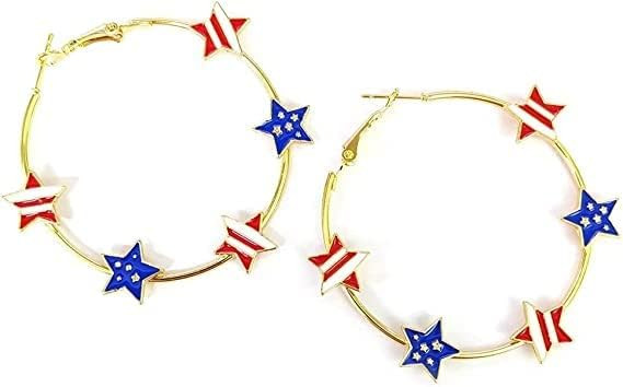 American Flag Earrings 4th of July Drop Dangle Earrings for Women Girls Star Circle Twist Earring... | Amazon (US)