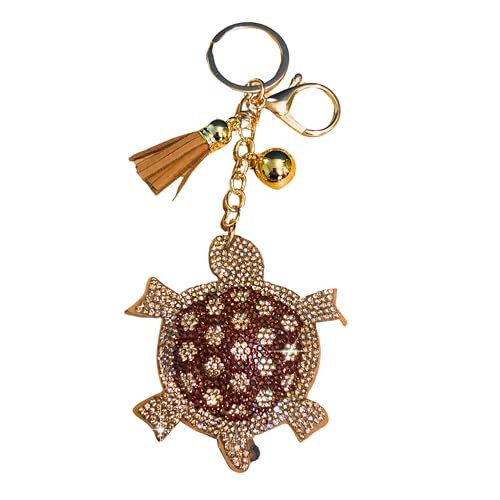 Popfizzy Bling Turtle Keychain for Women, Rhinestone Brown Turtle Backpack Keychain, Lucky Turtle Gifts for Turtle Lovers | Amazon (US)