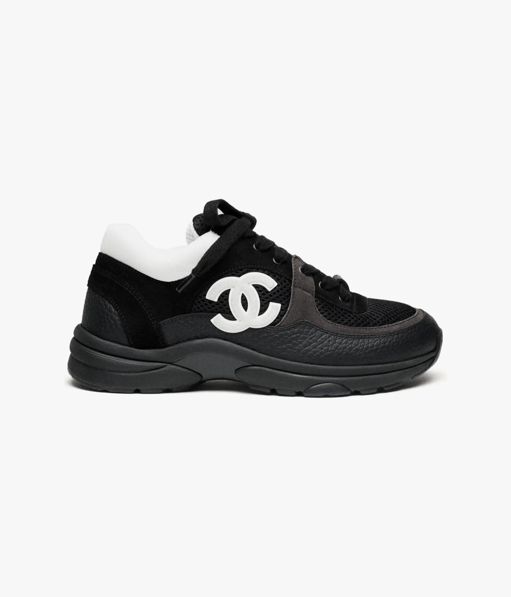 Sneakers - Mesh, suede calfskin & grained calfskin, white & black — Fashion | CHANEL | Chanel, Inc. (US)