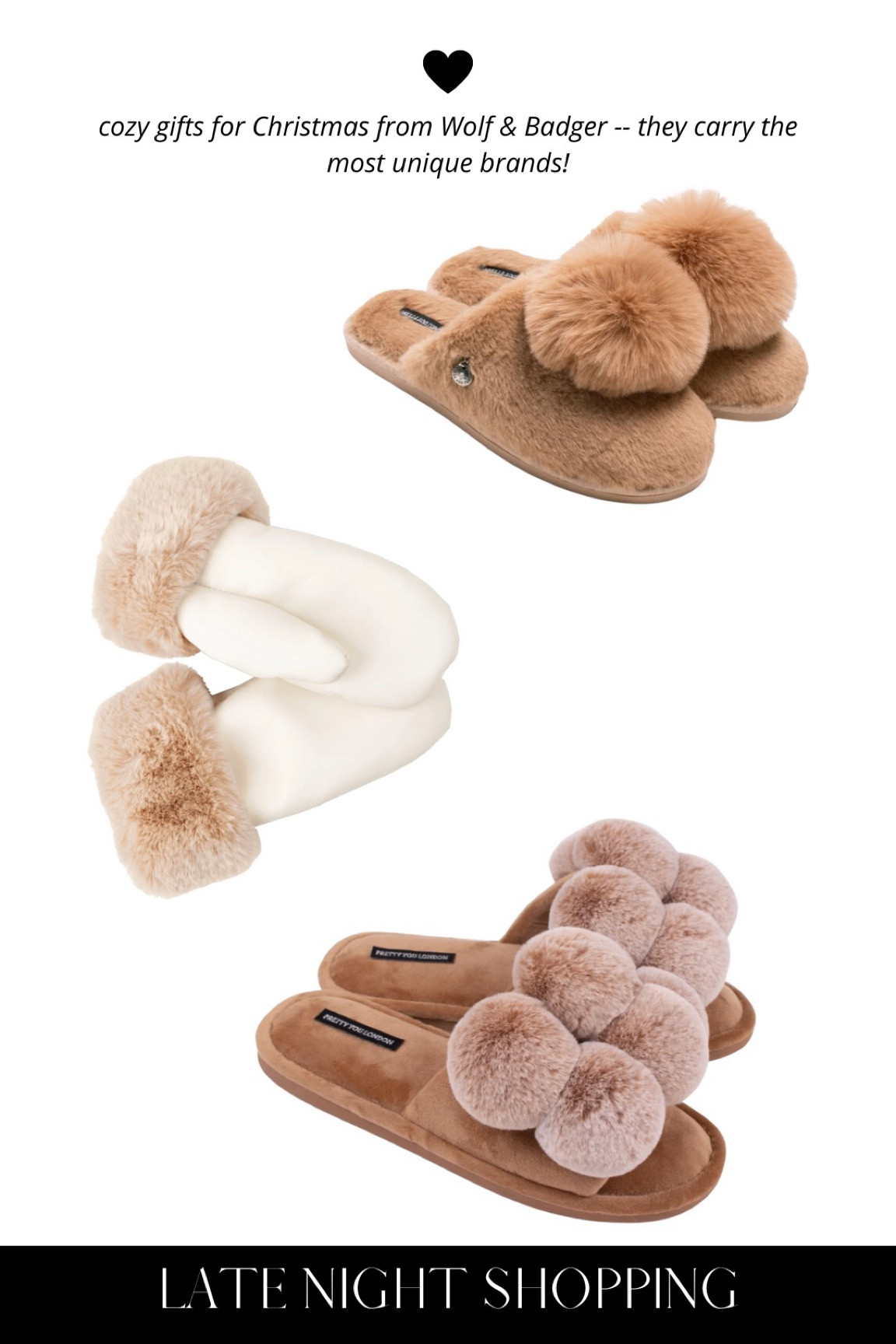 wolf and badger pom pom slippers