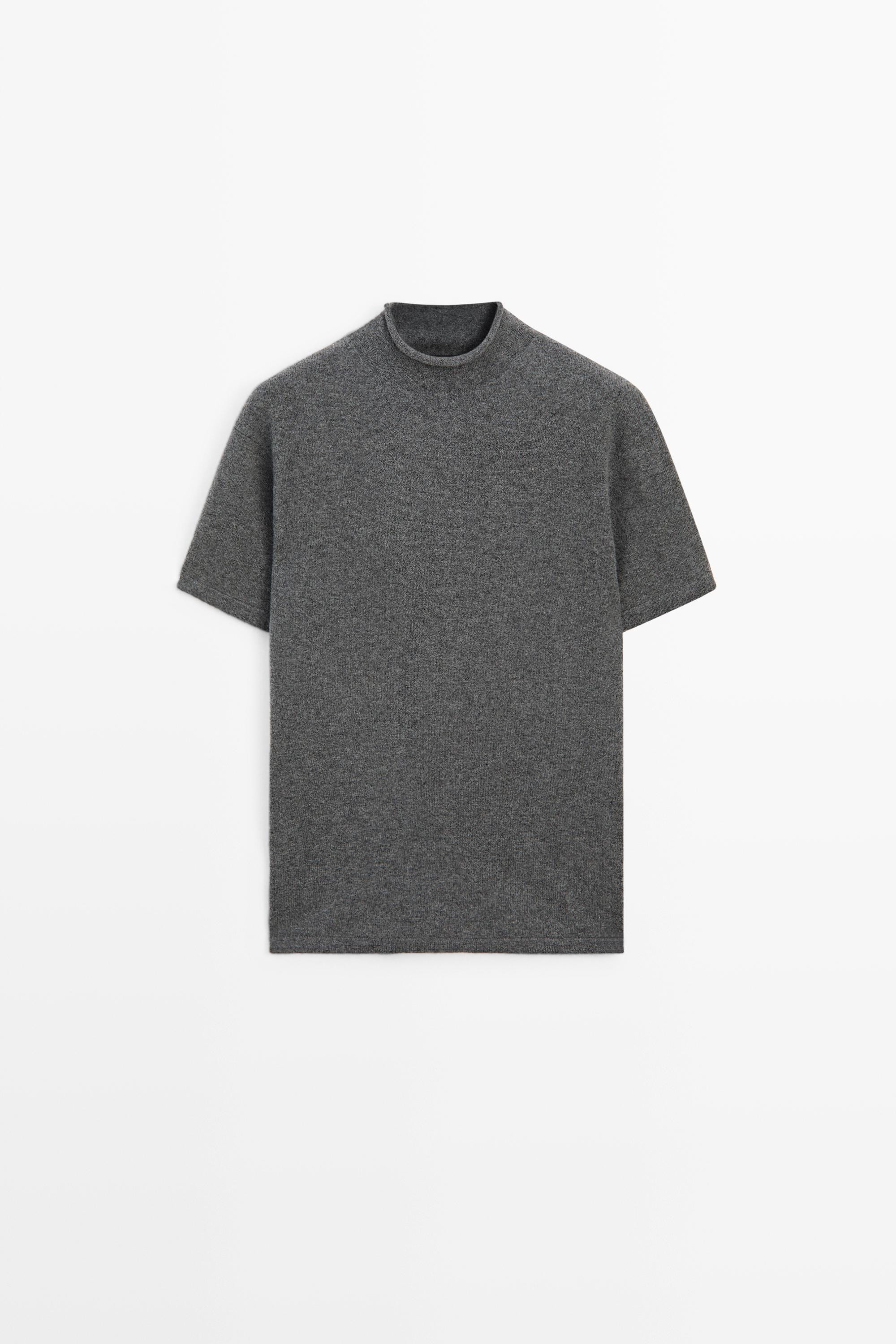 Wool blend mock turtleneck knit sweater - MEDIUM GREY | Massimo Dutti US