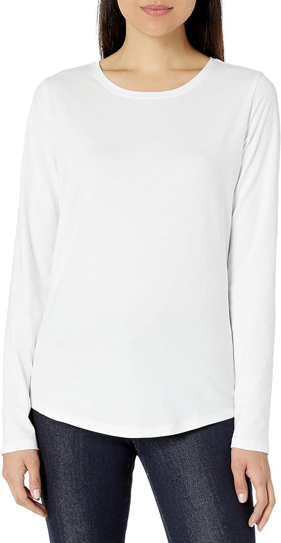 Women's Classic-Fit 100% Cotton Long-Sleeve Crewneck T-Shirt | Amazon (US)