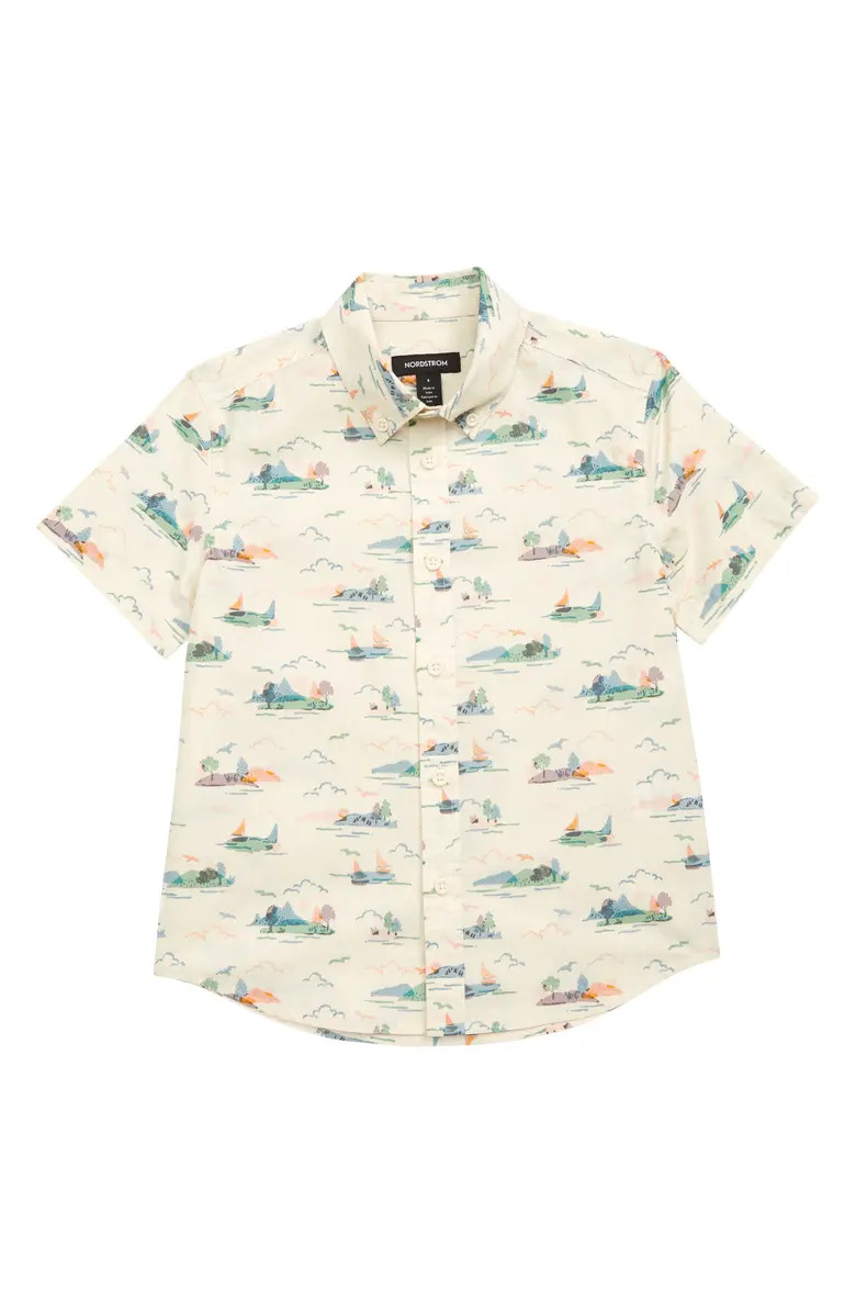 Nordstrom Kids' Tilden Print Short Sleeve Cotton Button-Down Shirt | Nordstrom | Nordstrom
