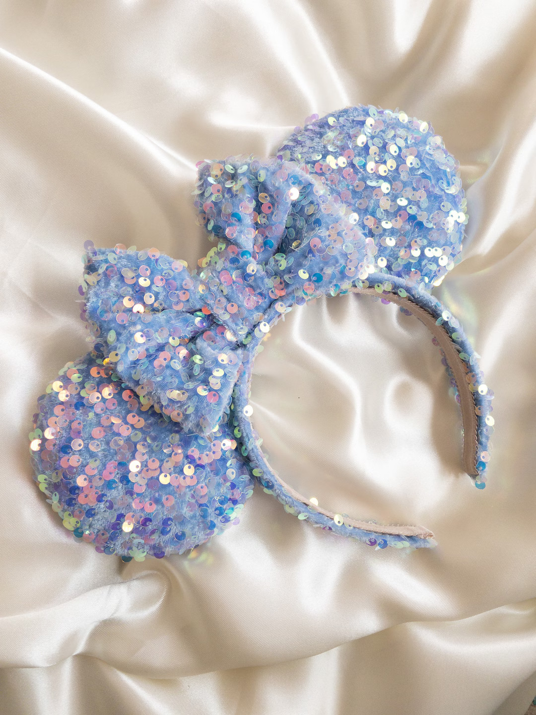 Sky Blue Iridescent Sequin Ears Blue Sparkle Minnie Mouse Ears, Blue Spring Minnie Ears Minnie Ea... | Etsy (US)