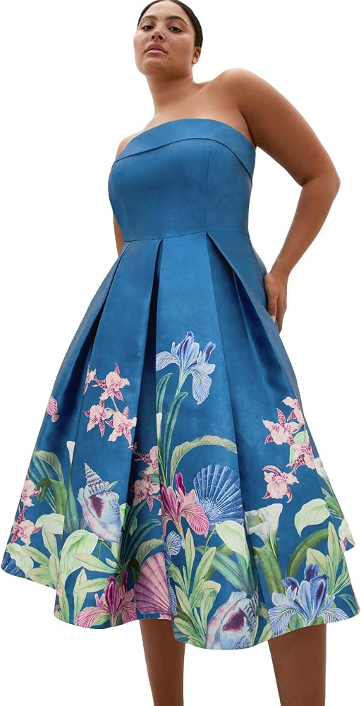 City Chic Plus Size Dress - Tiffany Bloom Strapless Midi | Amazon (US)