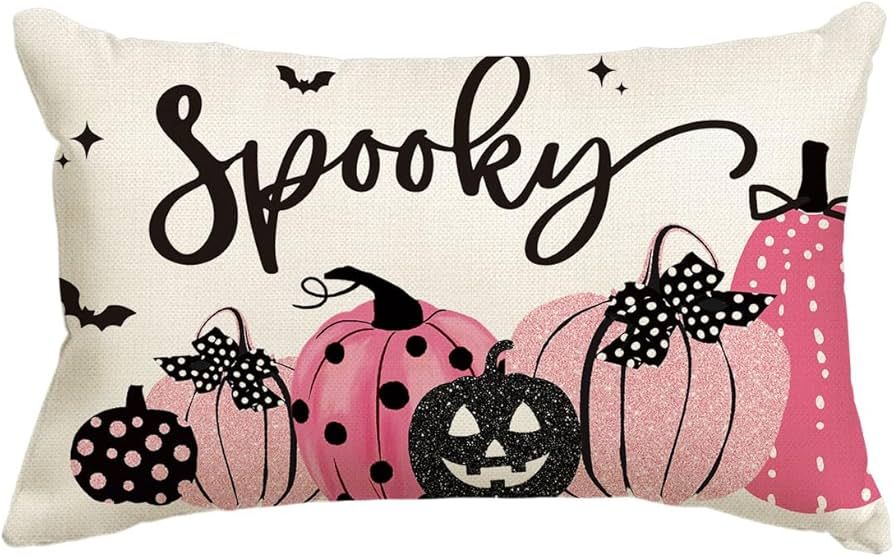 AVOIN colorlife Halloween Spooky Polka Dot Pumpkin Throw Pillow Cover, 18 x 18 Inch Bat Horror Pi... | Amazon (US)