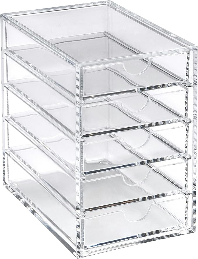 Osco Clear Acrylic 5-Drawer Storage Chest with Non-Slip Feet, Transparent Desk Storage Unit for J... | Amazon (UK)