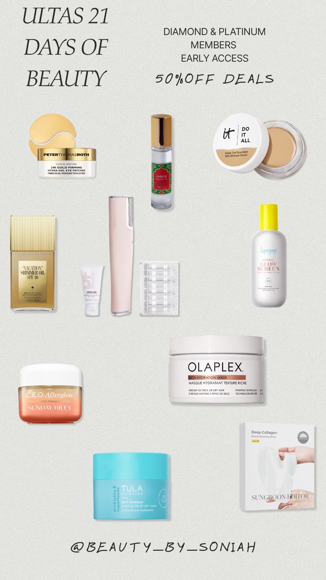 Early access for Diamond & Platinum members..
Ultas 21 days of beauty deals!
50%off 
@ULTA Beauty #LTKSpringSale 

#LTKBeauty #LTKOver40