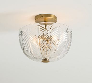 Evangeline Glass Leaf Round Flush Mount (12") | Pottery Barn (US)