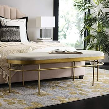 Safavieh BCH6202C Home Collection Sylva Oval Bench, Grey/Gold | Amazon (US)