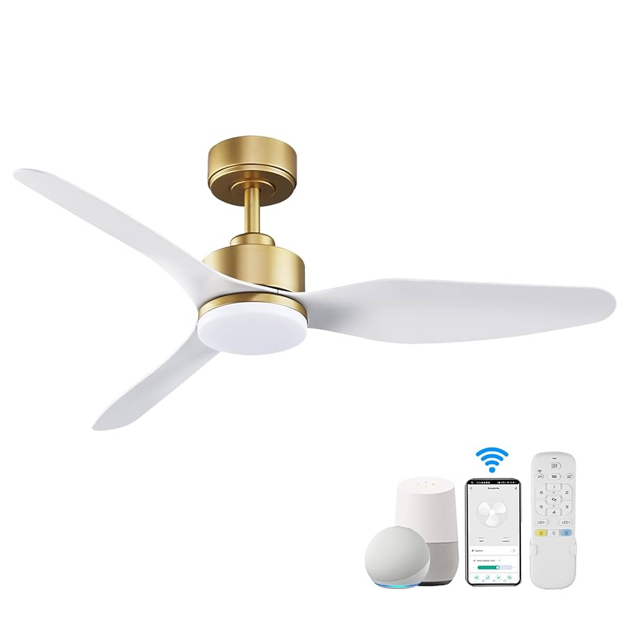 48 Inch Smart Ceiling Fans with Lights and Remote Control,Dimmable LED Light,Outdoor Indoor Gold ... | Amazon (US)