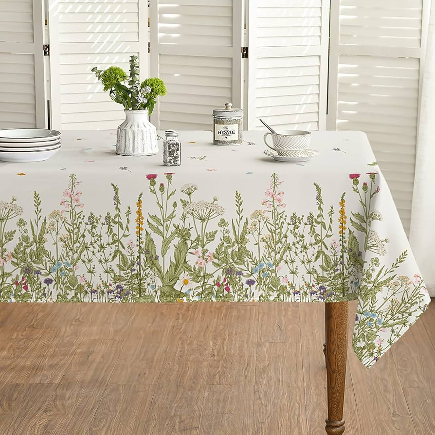 Horaldaily Spring Summer Tablecloth 60x84 Inch, Wild Flowers Floral Table Cover for Party Picnic ... | Amazon (US)