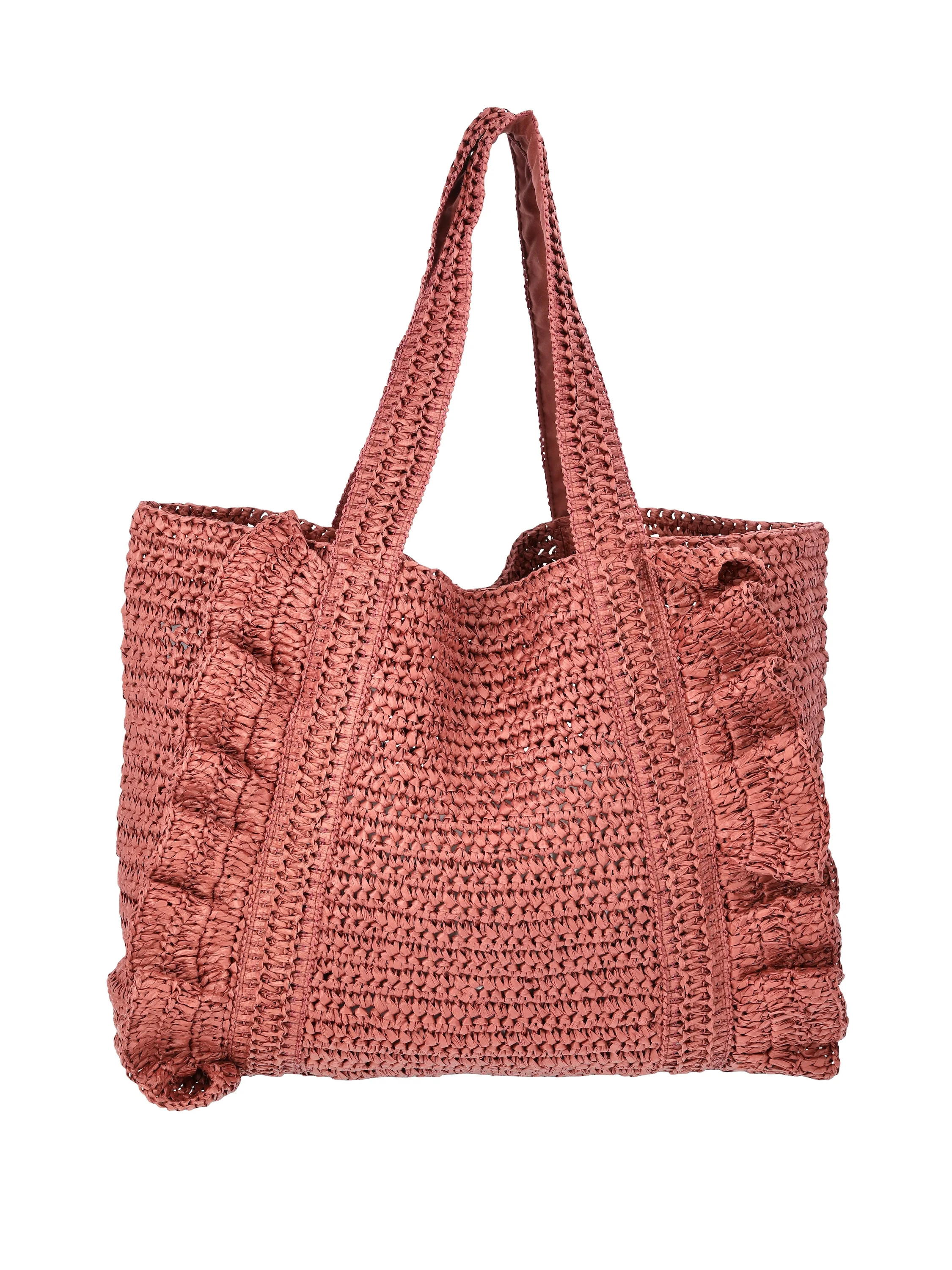 Time and Tru Women's Ruffle Tote Bag, Bronze | Walmart (US)