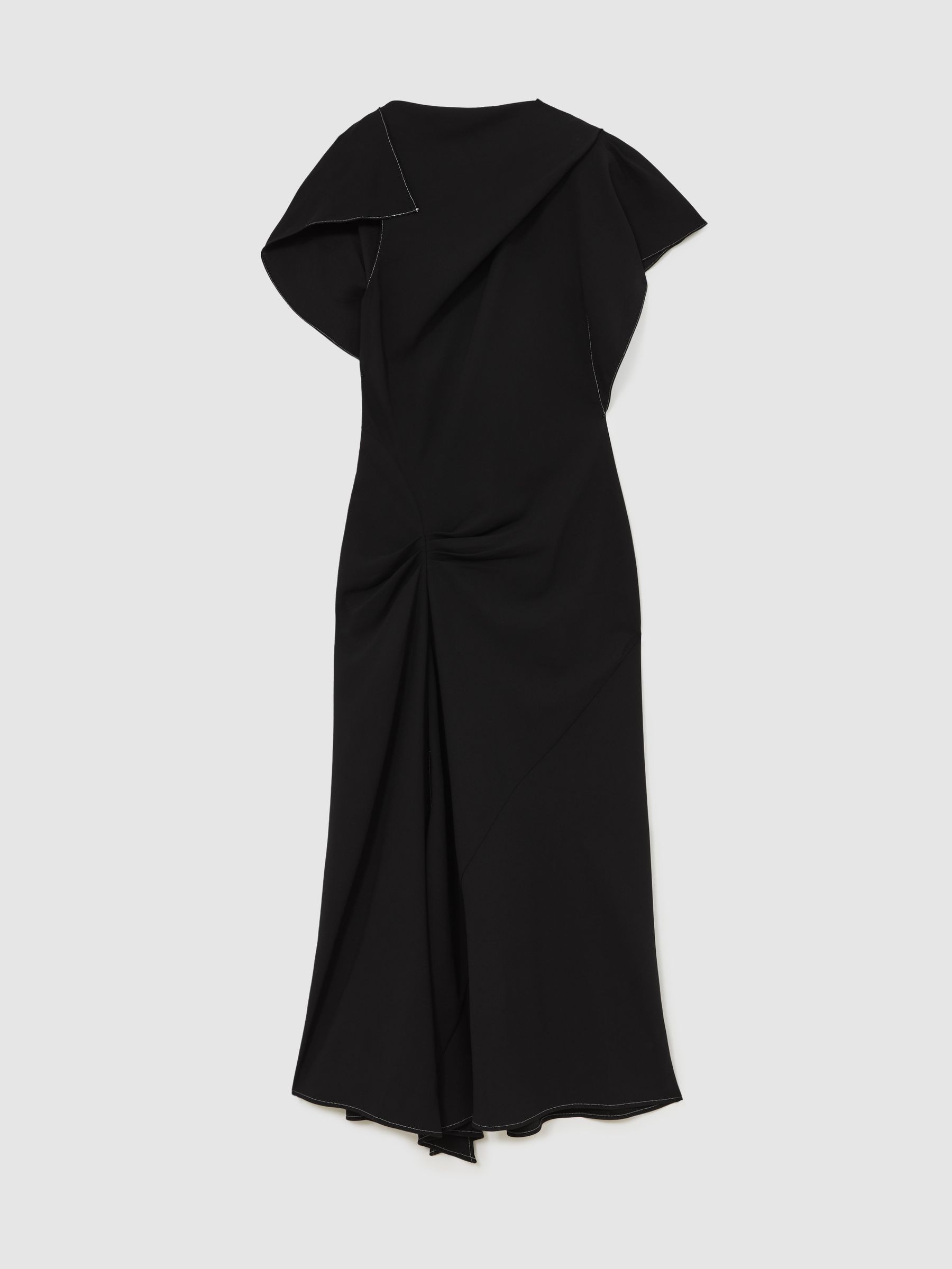 Reiss Asymmetric Draped Midi Dress in Black - REISS | Reiss UK