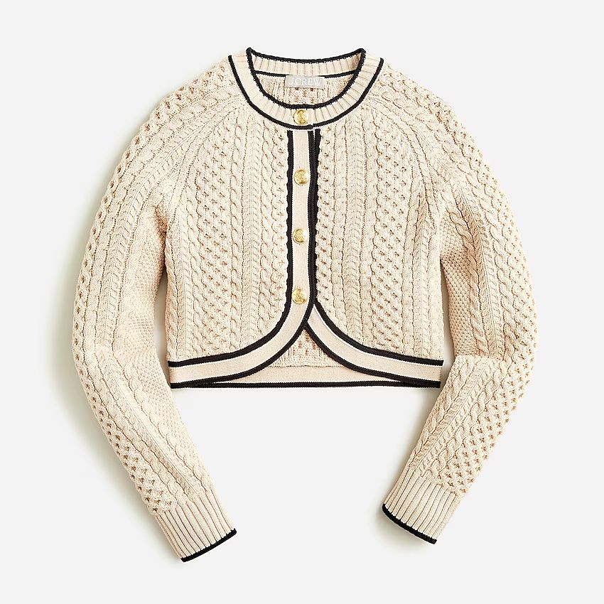 Cropped cable-knit sweater lady jacket | J.Crew US