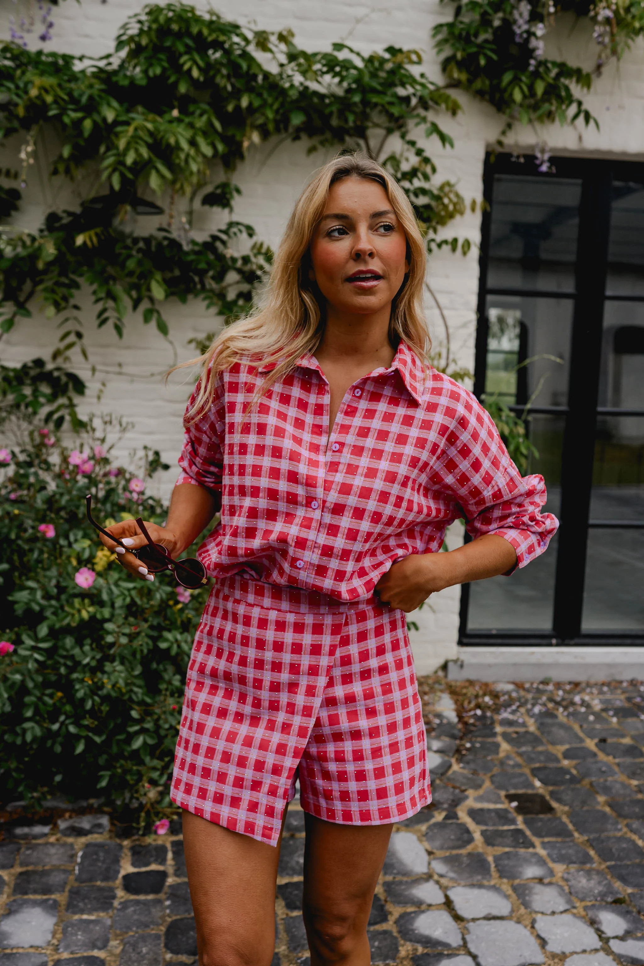 Red And Pink Plaid Cyrille Skort | Easy Clothes