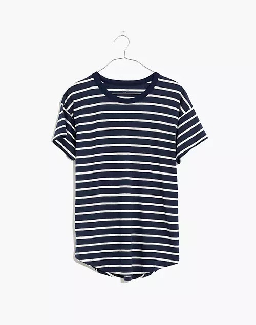 Whisper Cotton Rib-Crewneck Tee in Mariner Stripe | Madewell