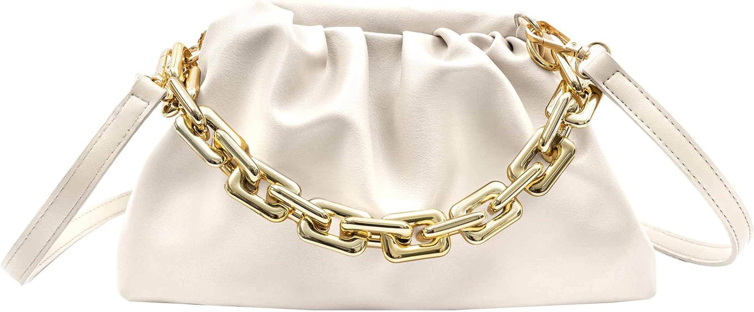 PRETTYGARDEN Women's Crossbody Handbags Chain Link Pouch Bag Cloud-Shaped Dumpling Clutch Ruched Sho | Amazon (US)