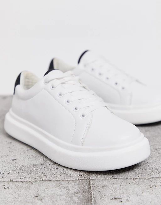 ASOS DESIGN Doro chunky lace up sneakers in white | ASOS (Global)