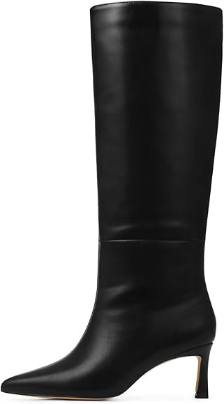 Uacllcau Knee High Boots for Women Pointed Toe Kitten Heel Tall Boots Womens Fashion Slip On Wide... | Amazon (US)