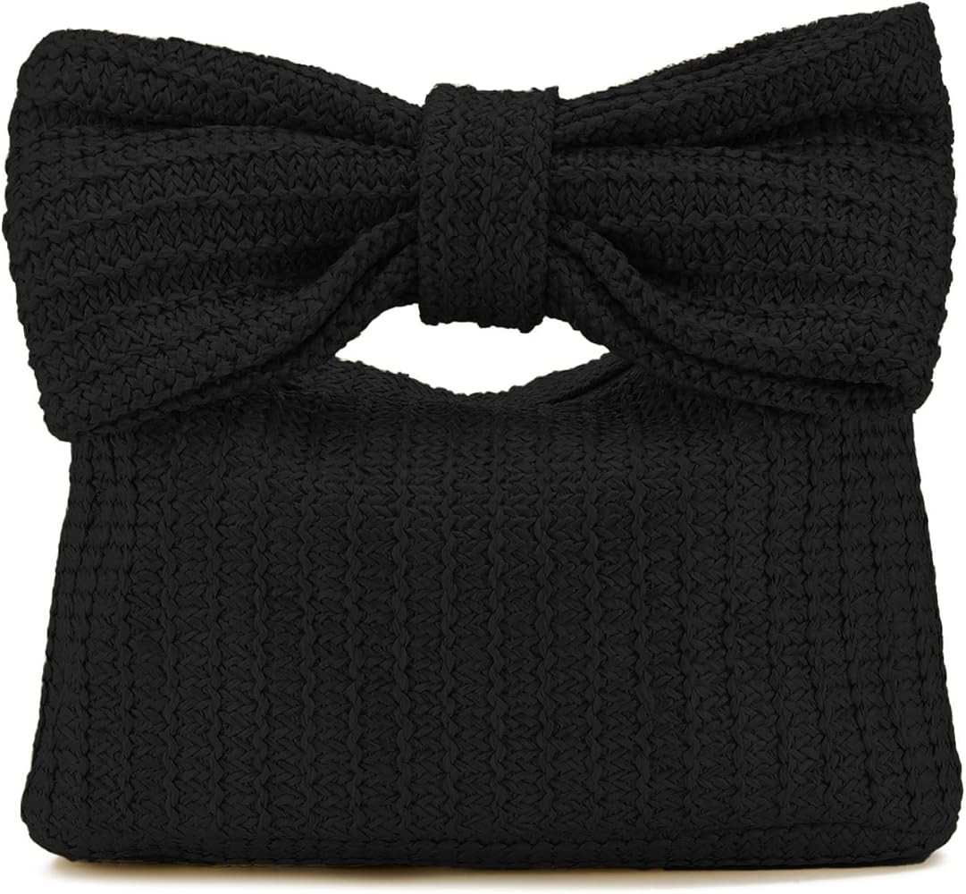 Women Straw Clutch Purses Bow Purse Summer Beach Bags Stylish Handmade Woven Handbags for Party W... | Amazon (US)