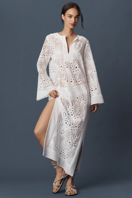 Miss June Amara Long-Sleeve Eyelet Kaftan | Anthropologie (US)