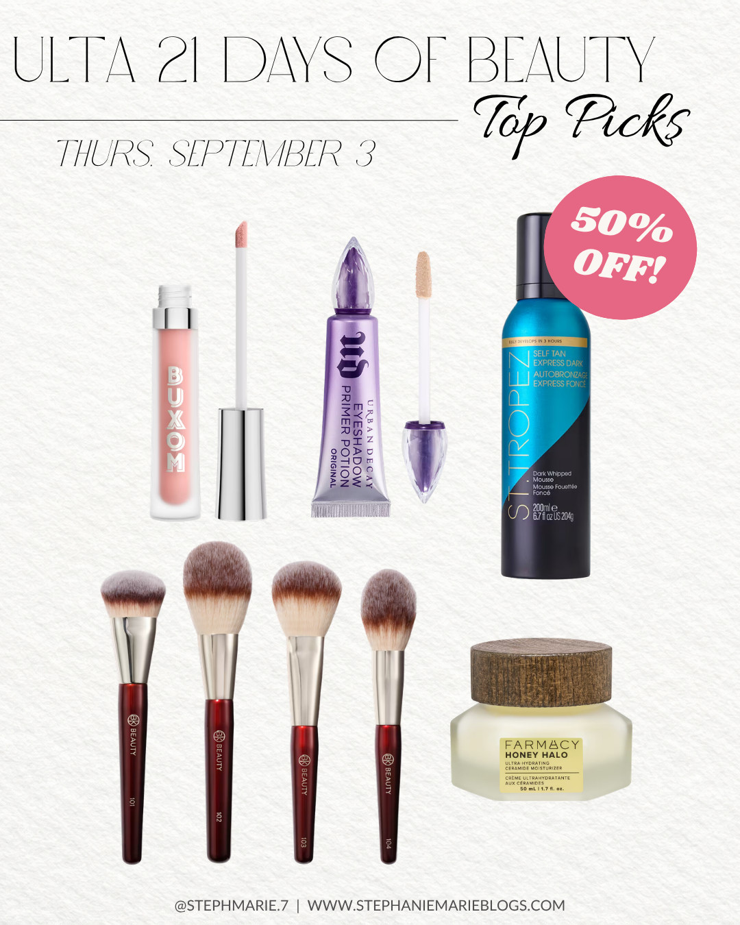 ULTA'S 21 DAYS OF BEAUTY SALE IS HERE ✨ These beauty favorites from Buxom, Urban Decay, St Tropez, BK Beauty, and Farmacy are 50% off today only!  

 #LTKOver40 #LTKSaleAlert #LTKBeauty