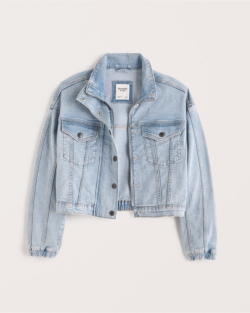 Drapey Mockneck Denim Jacket | Abercrombie & Fitch (US)