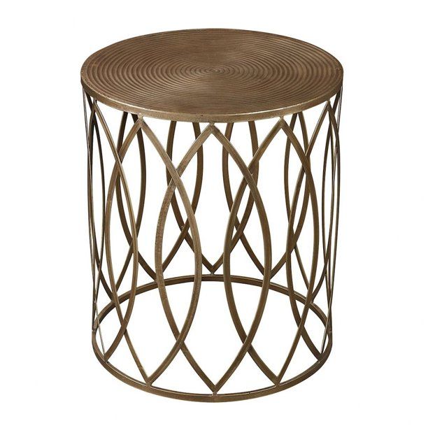 Round End/Side Table in Champagne Antique, Gold Paint finish with Frame Base  - Material: | Walmart (US)