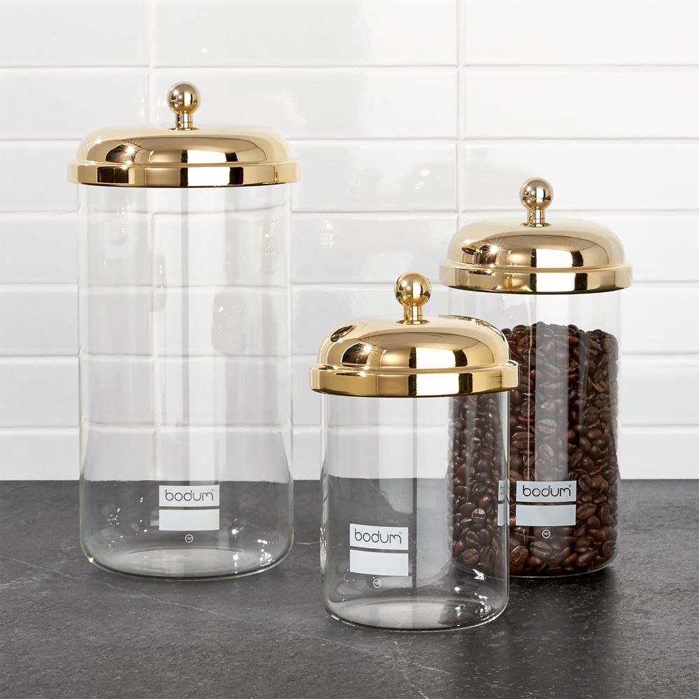 Bodum ® Chambord Classic Gold Storage Jars, Set of 3 | Crate & Barrel