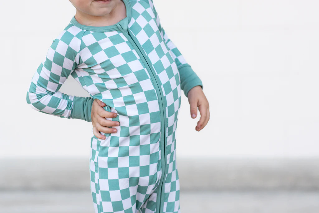 ZIP ROMPER - Sage Check | millie + roo