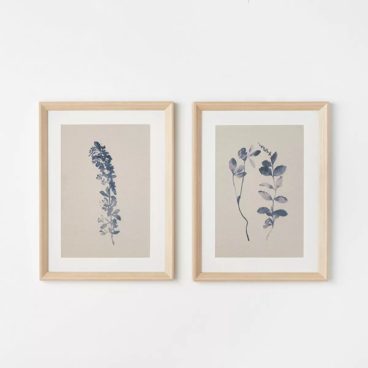 (Set of 2) 18" x 24" Naive Floral Sketch Framed Wall Arts Blue - Threshold™ designed with Studi... | Target
