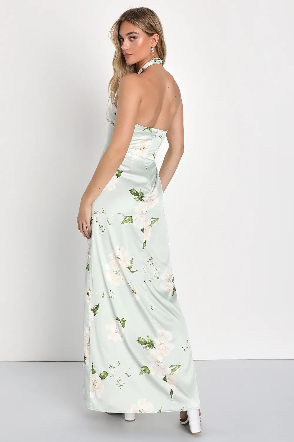 Charming Aspirations Light Green Floral Halter Maxi Dress | Lulus (US)