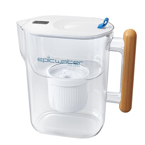 Epic Water Filters Pure Filter Pitchers for Drinking Water, 10 Cup 150 Gallon Filter, Tritan BPA Free, Removes Fluoride, Chlorine, Lead, Forever Chemicals (White & Bamboo) | Amazon (US)