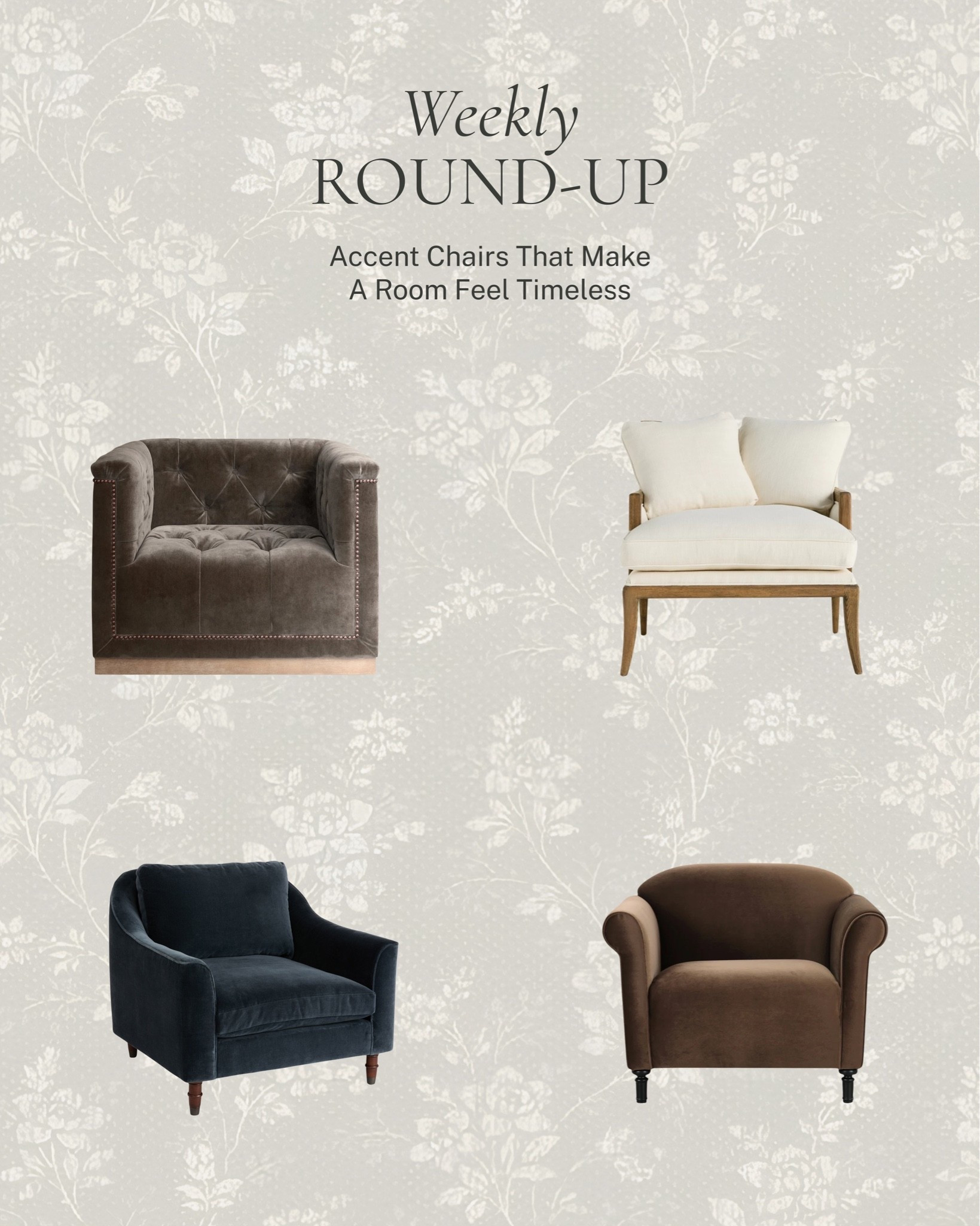 Accent chairs that make a room feel timeless 🤍

Velvet, linen, tufted, rolled arm, four completely different silhouettes here, but each one earns its keep the same way: a shape substantial enough to anchor a corner, and a fabric that only gets better with a little wear. These are the chairs we reach for when a room needs one more seat and a lot more character.

Shop the pieces here! #LTKhome