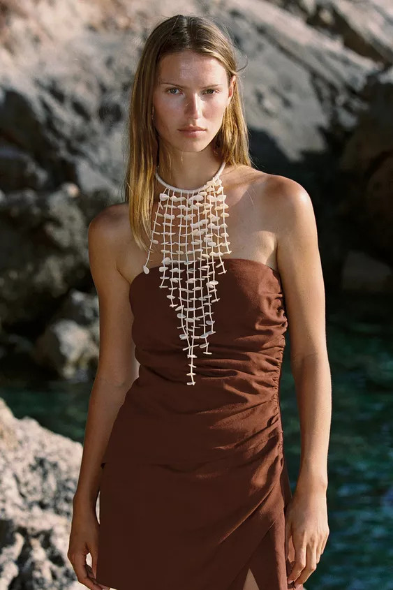 CORD AND SEASHELL NECKLACE | Zara UK