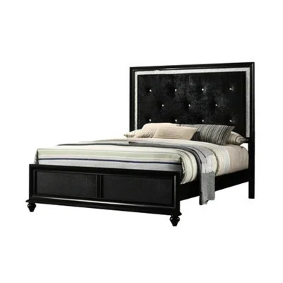 Fashionable Black Queen Size Bed With Diamond Headboard And Solid Wood Bun Foot Design | Wayfair North America