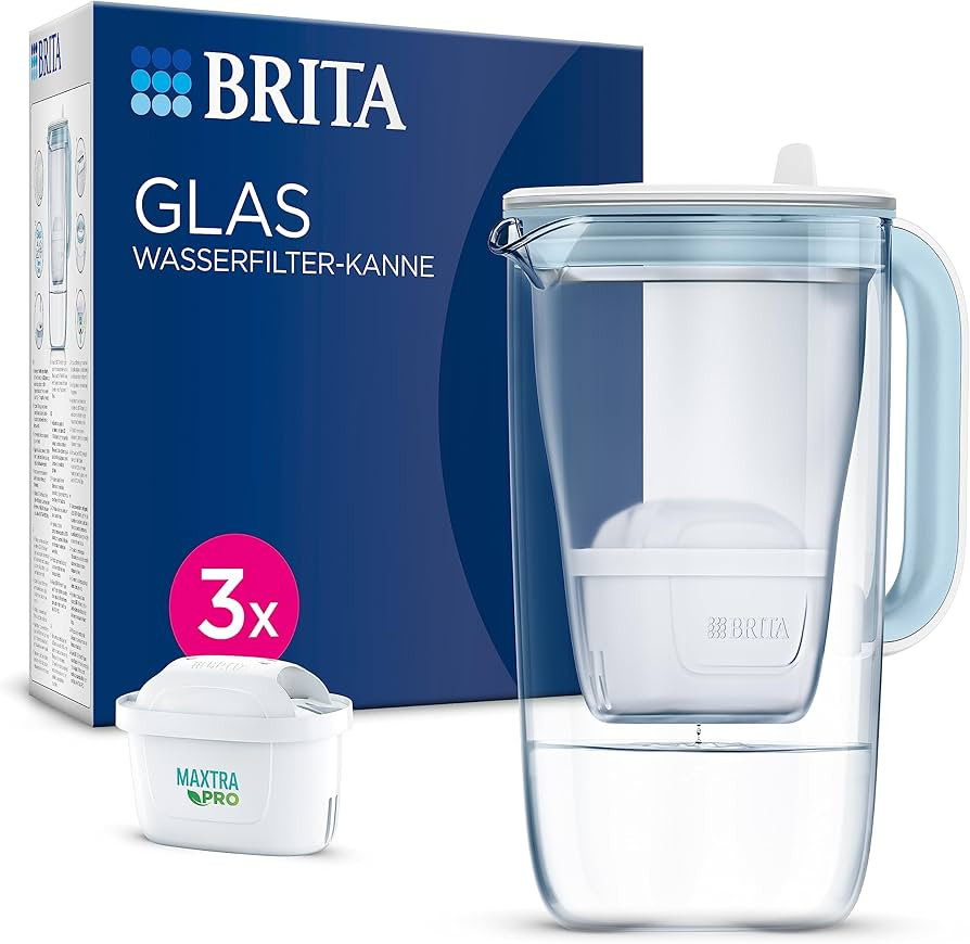 BRITA Glas Wasserfilter-Kanne hellblau (2,5l) inkl. 3X MAXTRA PRO All-in-1 Kartusche – Premium ... | Amazon (DE)