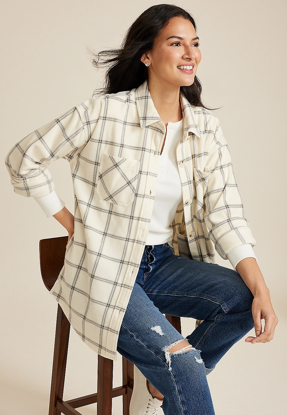 Wilder Plaid Fleece Shacket | Maurices