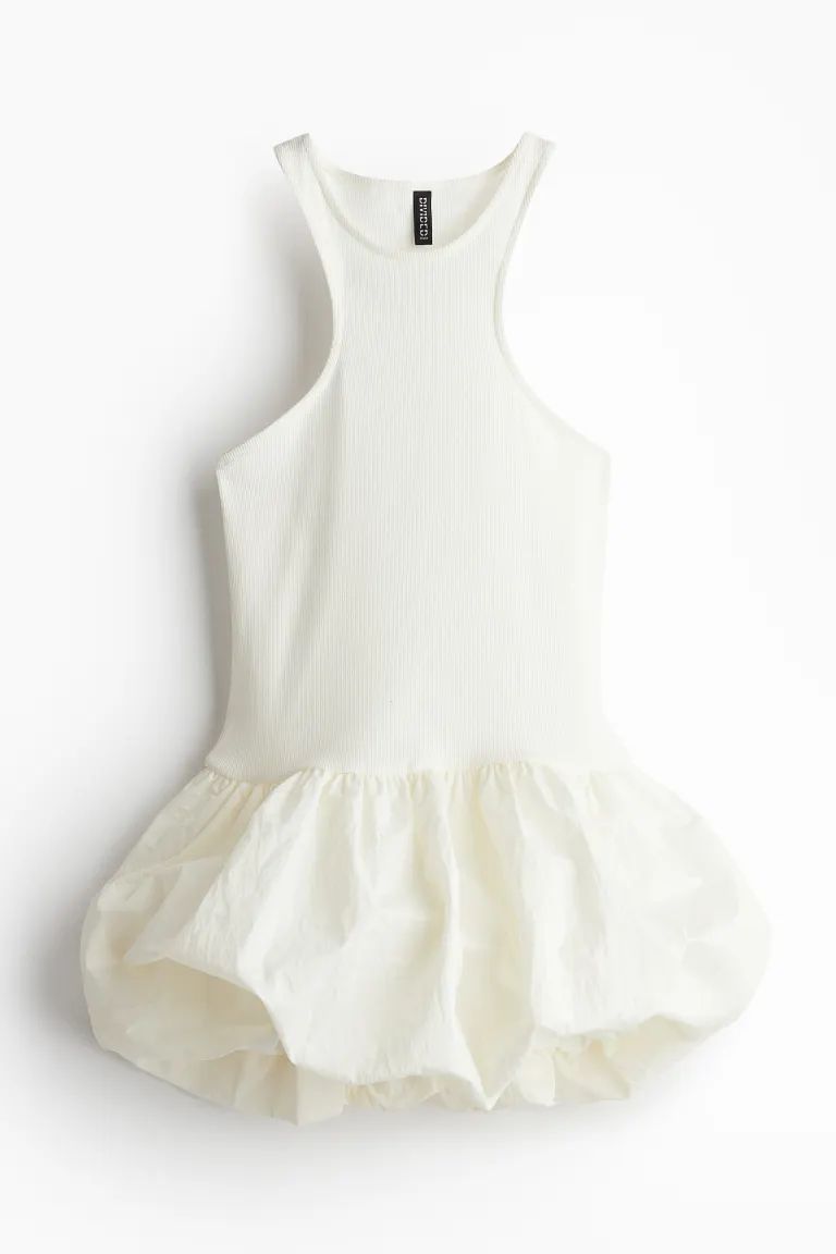 Sleeveless Bubble-hem Dress - Round Neck - Sleeveless - Black - Ladies | H&M US | H&M (US + CA)