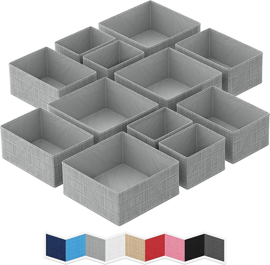 NEATERIZE Drawer Organizer For Clothing (Set Of 12) - Closet Organizer and Storage Divider Basket... | Amazon (US)