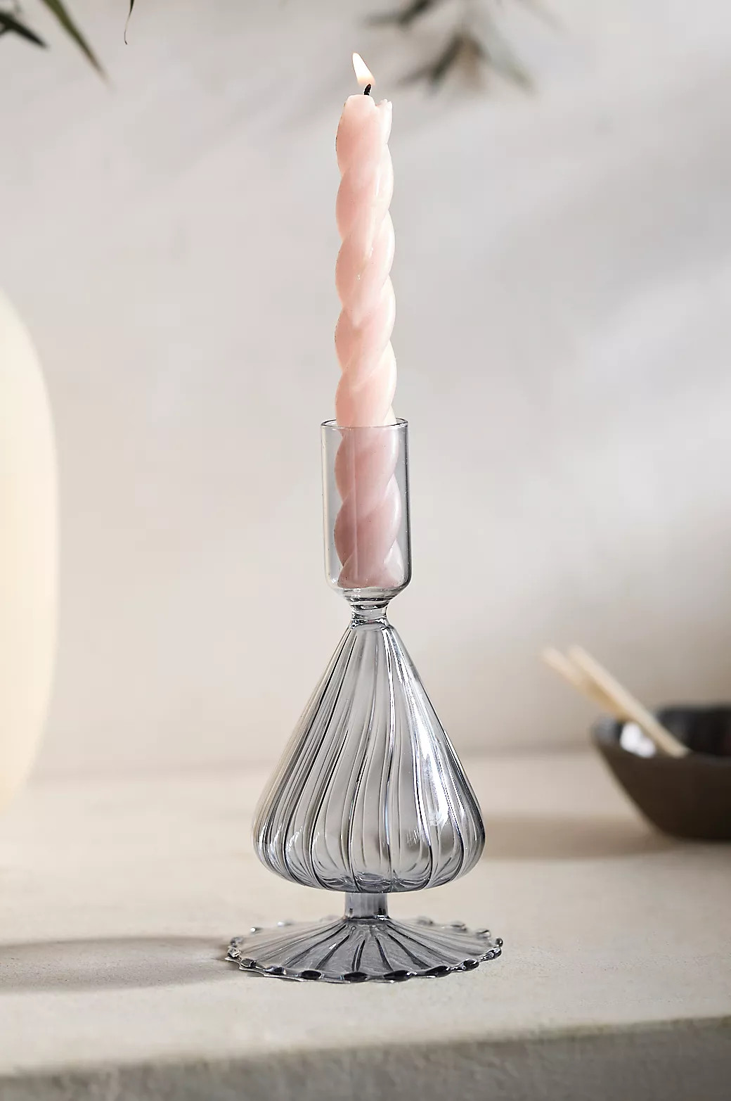 Ridged Flare Base Taper Candle Holder | Anthropologie (US)